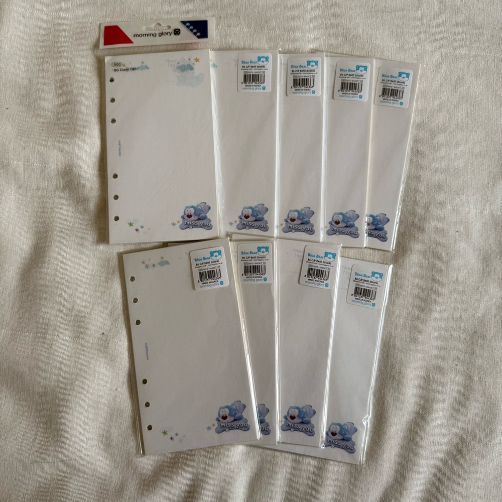 Morning Glory Blue Bear Blank Planner Paper